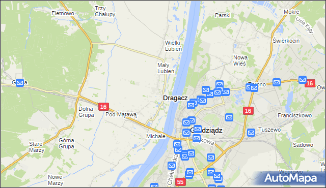 mapa Dragacz, Dragacz na mapie Targeo