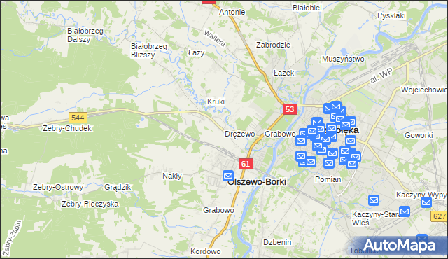 mapa Drężewo, Drężewo na mapie Targeo