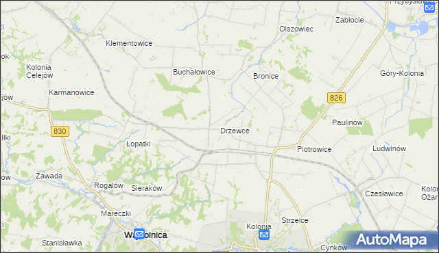 mapa Drzewce gmina Nałęczów, Drzewce gmina Nałęczów na mapie Targeo