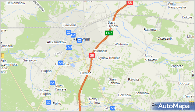 mapa Dybów-Kolonia, Dybów-Kolonia na mapie Targeo