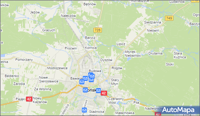 mapa Dyszów, Dyszów na mapie Targeo
