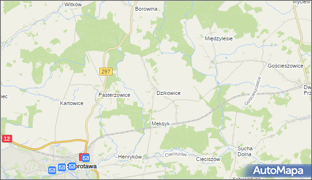 mapa Dzikowice, Dzikowice na mapie Targeo