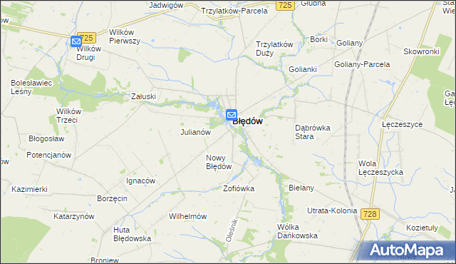 mapa Fabianów gmina Błędów, Fabianów gmina Błędów na mapie Targeo