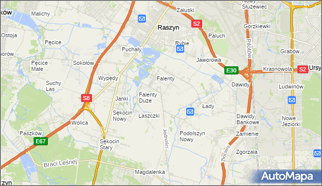 mapa Falenty Nowe, Falenty Nowe na mapie Targeo