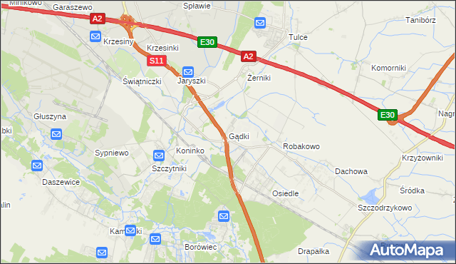 mapa Gądki, Gądki na mapie Targeo