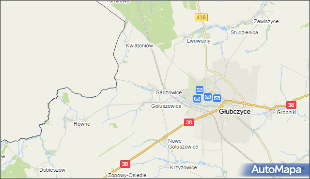 mapa Gadzowice, Gadzowice na mapie Targeo