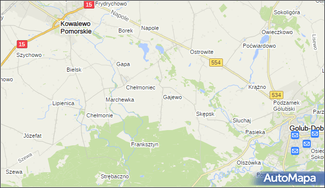 mapa Gajewo gmina Golub-Dobrzyń, Gajewo gmina Golub-Dobrzyń na mapie Targeo