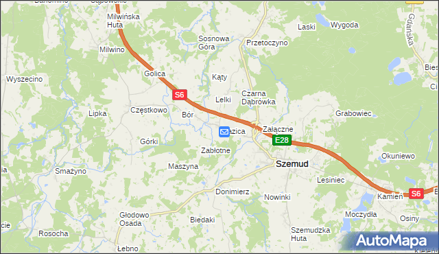mapa Głazica, Głazica na mapie Targeo