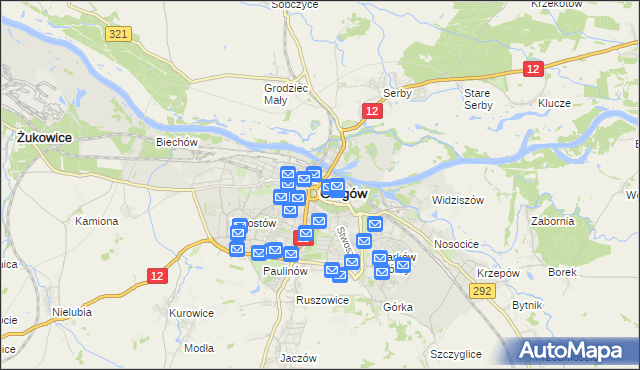 mapa Głogów, Głogów na mapie Targeo