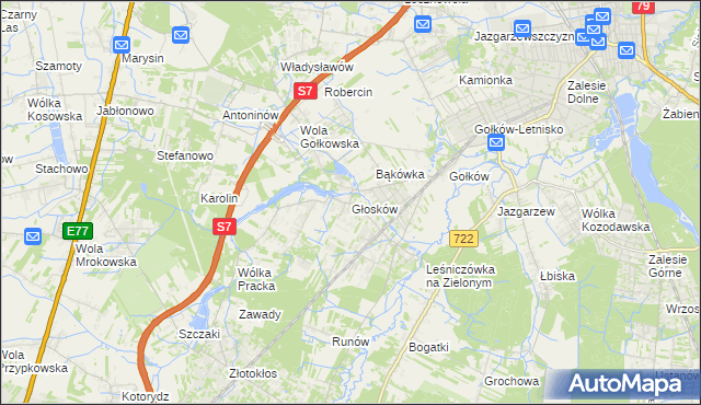 mapa Głosków gmina Piaseczno, Głosków gmina Piaseczno na mapie Targeo