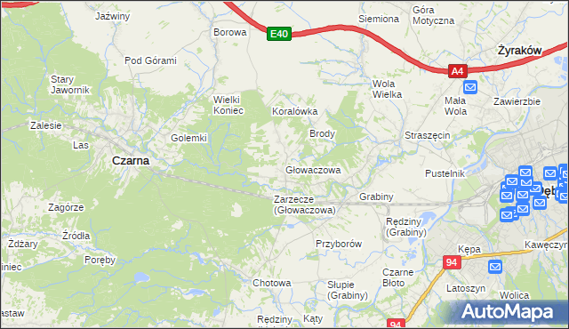 mapa Głowaczowa, Głowaczowa na mapie Targeo