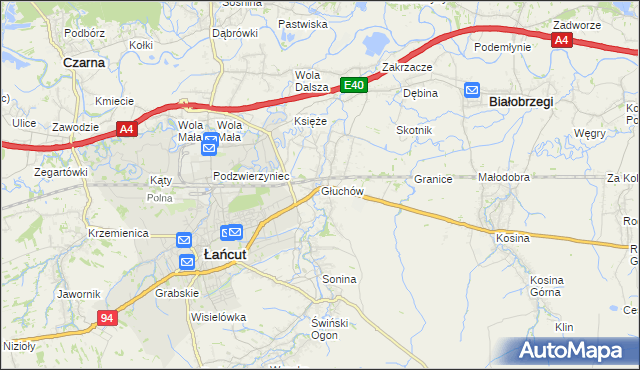mapa Głuchów gmina Łańcut, Głuchów gmina Łańcut na mapie Targeo