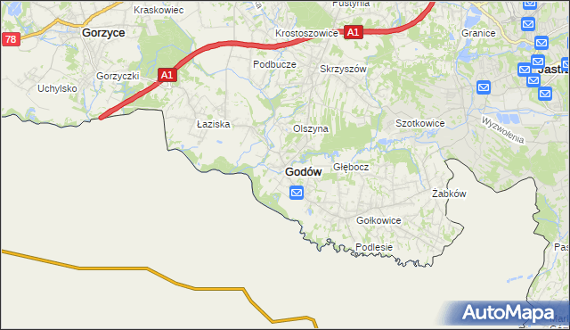 mapa Godów powiat wodzisławski, Godów powiat wodzisławski na mapie Targeo