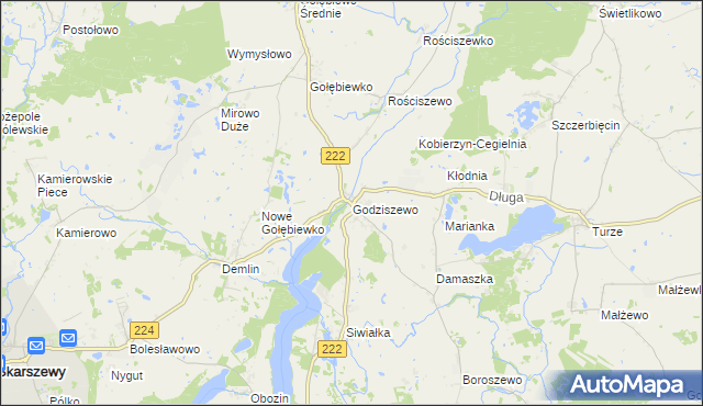 mapa Godziszewo gmina Skarszewy, Godziszewo gmina Skarszewy na mapie Targeo