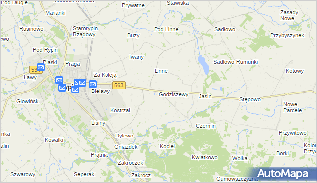 mapa Godziszewy, Godziszewy na mapie Targeo