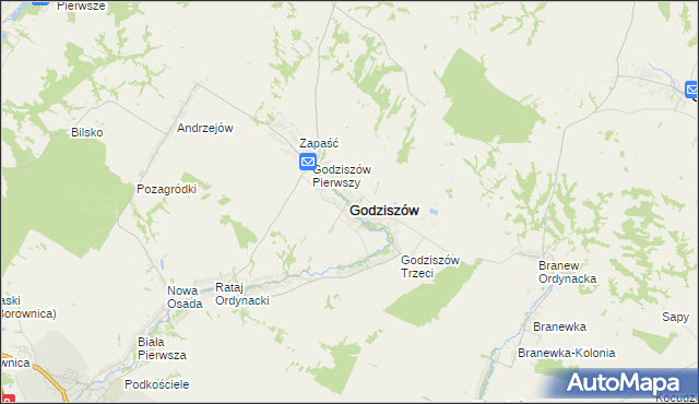 mapa Godziszów powiat janowski, Godziszów powiat janowski na mapie Targeo