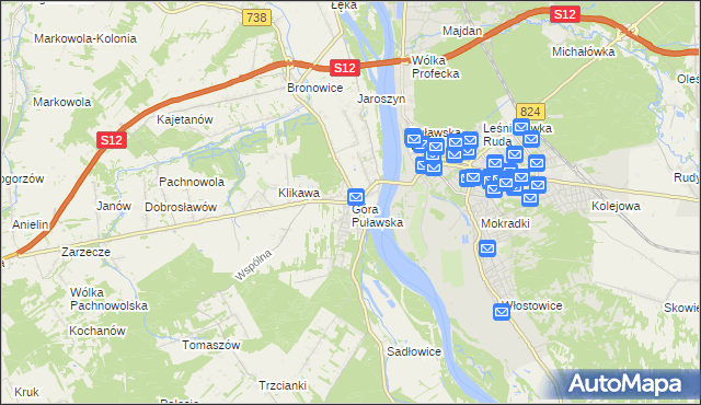 mapa Góra Puławska, Góra Puławska na mapie Targeo