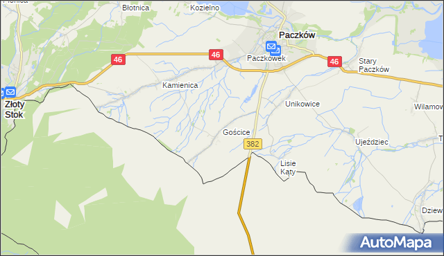 mapa Gościce, Gościce na mapie Targeo