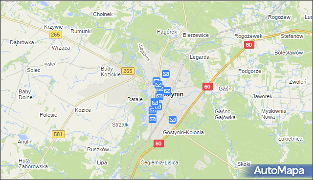 mapa Gostynin, Gostynin na mapie Targeo