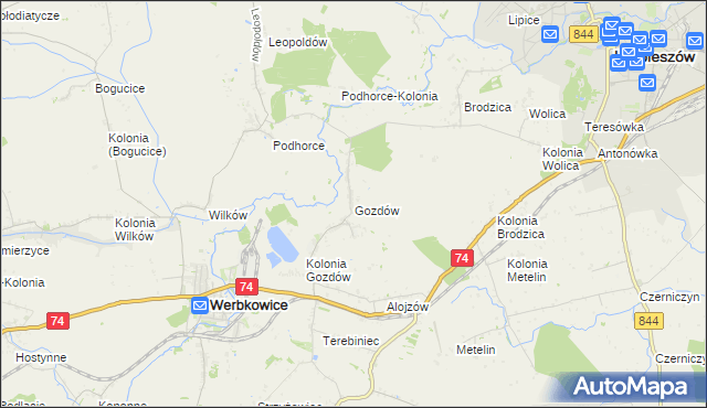 mapa Gozdów gmina Werbkowice, Gozdów gmina Werbkowice na mapie Targeo