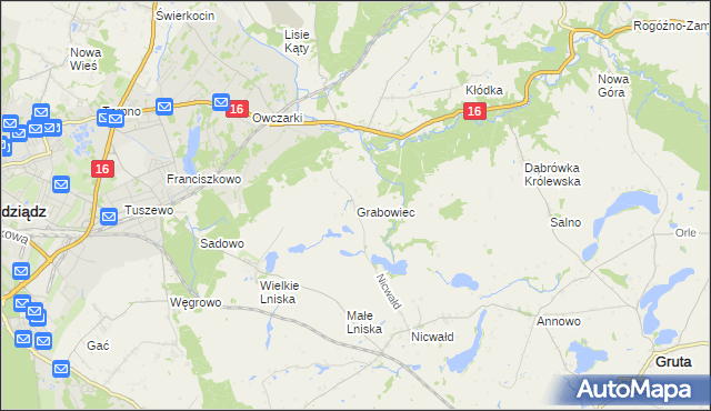 mapa Grabowiec gmina Grudziądz, Grabowiec gmina Grudziądz na mapie Targeo