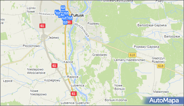 mapa Grabówiec gmina Pułtusk, Grabówiec gmina Pułtusk na mapie Targeo