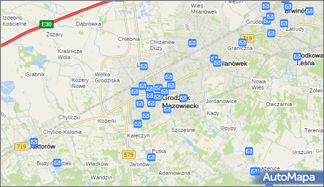 mapa Grodzisk Mazowiecki, Grodzisk Mazowiecki na mapie Targeo