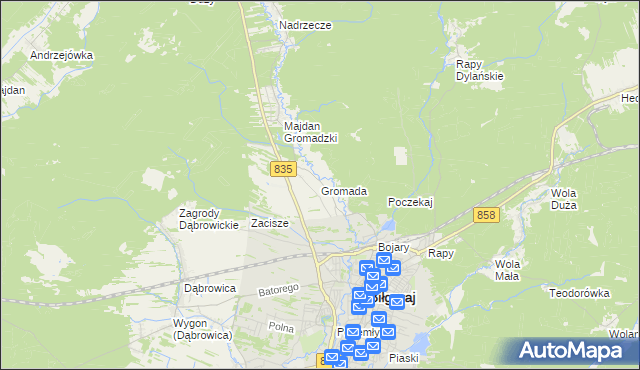 mapa Gromada gmina Biłgoraj, Gromada gmina Biłgoraj na mapie Targeo
