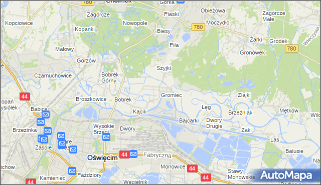 mapa Gromiec, Gromiec na mapie Targeo