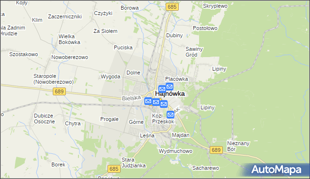 mapa Hajnówka, Hajnówka na mapie Targeo