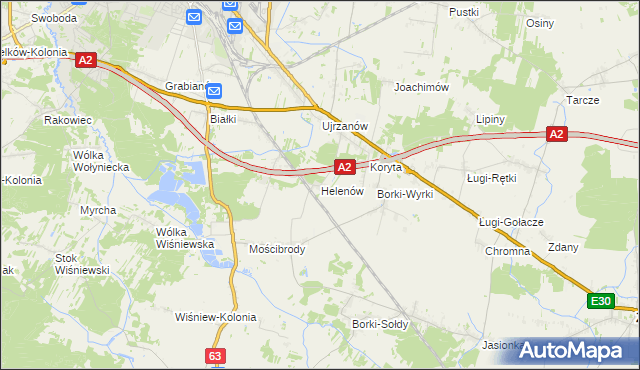 mapa Helenów gmina Wiśniew, Helenów gmina Wiśniew na mapie Targeo