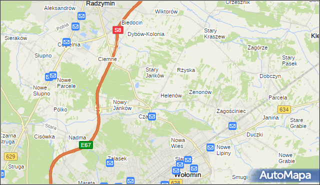 mapa Helenów gmina Wołomin, Helenów gmina Wołomin na mapie Targeo