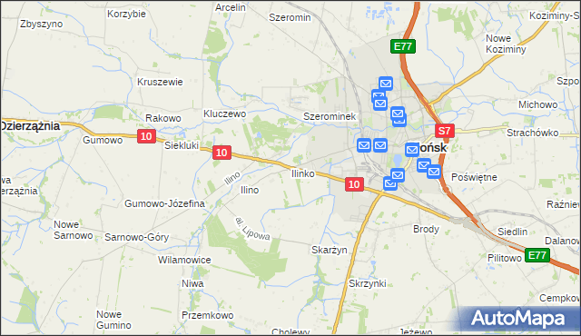 mapa Ilinko, Ilinko na mapie Targeo