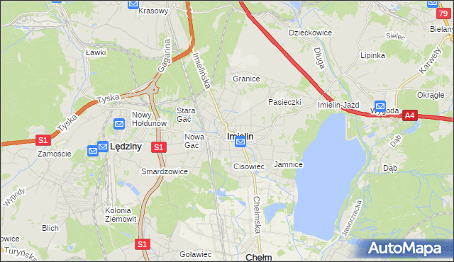 mapa Imielin, Imielin na mapie Targeo
