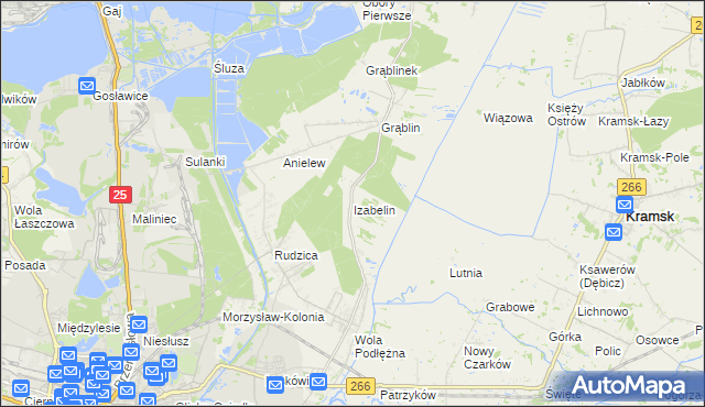 mapa Izabelin gmina Kramsk, Izabelin gmina Kramsk na mapie Targeo