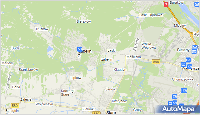 mapa Izabelin powiat warszawski zachodni, Izabelin powiat warszawski zachodni na mapie Targeo