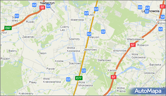 mapa Jabłonowo gmina Lesznowola, Jabłonowo gmina Lesznowola na mapie Targeo
