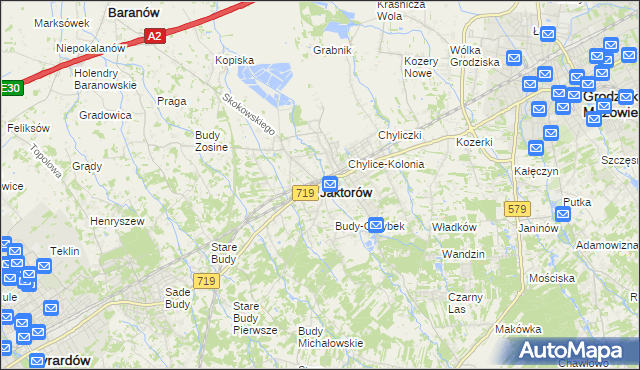 mapa Jaktorów, Jaktorów na mapie Targeo