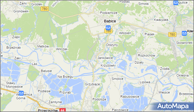 mapa Jankowice gmina Babice, Jankowice gmina Babice na mapie Targeo