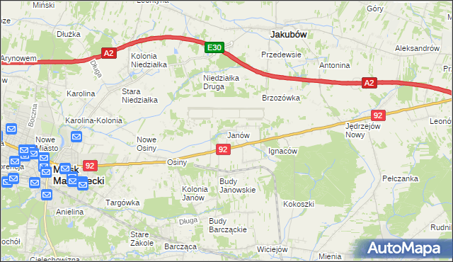 mapa Janów gmina Mińsk Mazowiecki, Janów gmina Mińsk Mazowiecki na mapie Targeo