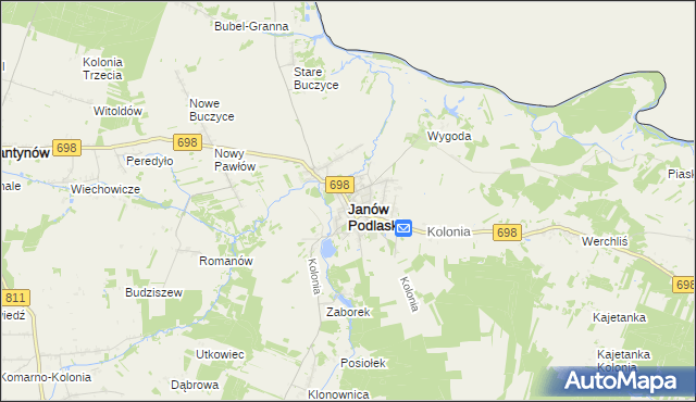 mapa Janów Podlaski, Janów Podlaski na mapie Targeo