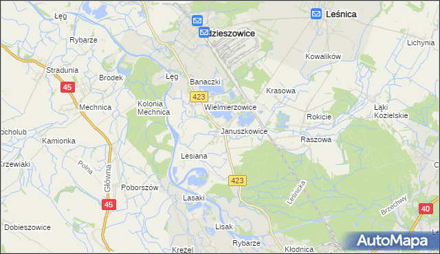 mapa Januszkowice gmina Zdzieszowice, Januszkowice gmina Zdzieszowice na mapie Targeo