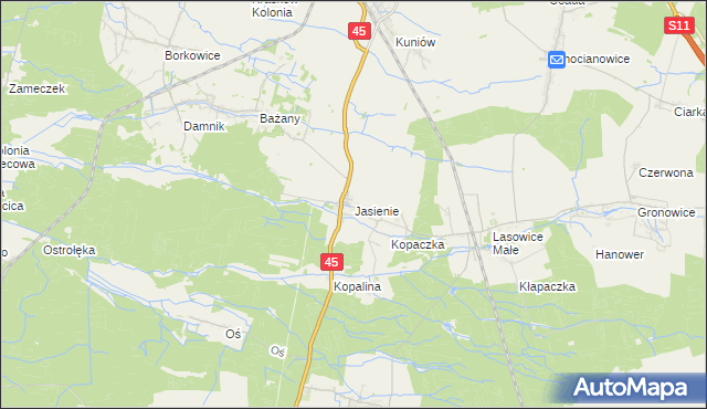 mapa Jasienie, Jasienie na mapie Targeo
