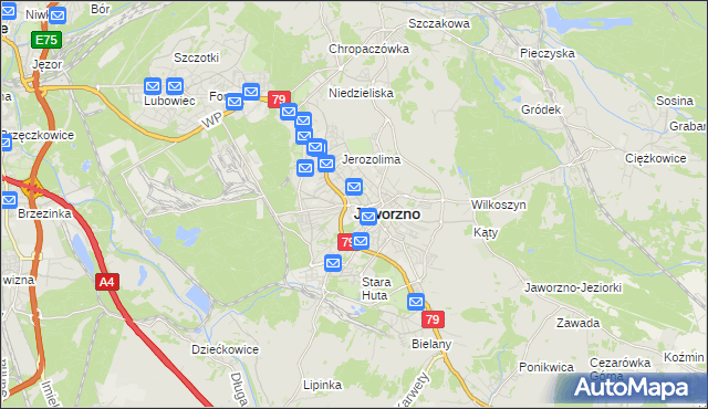 mapa Jaworzno, Jaworzno na mapie Targeo