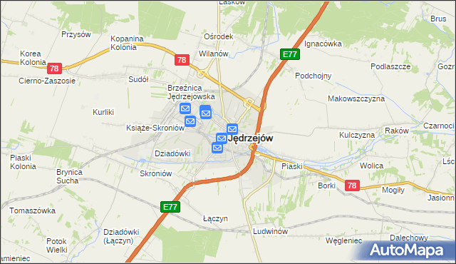 mapa Jędrzejów, Jędrzejów na mapie Targeo