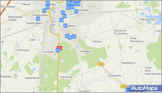 mapa Jelonek gmina Niechanowo, Jelonek gmina Niechanowo na mapie Targeo
