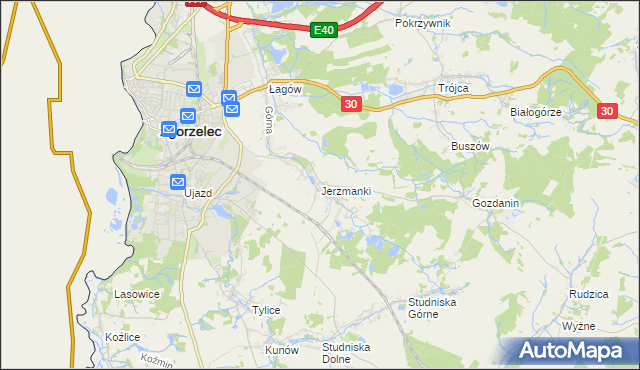 mapa Jerzmanki, Jerzmanki na mapie Targeo