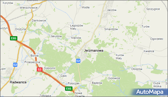mapa Jerzmanowa, Jerzmanowa na mapie Targeo