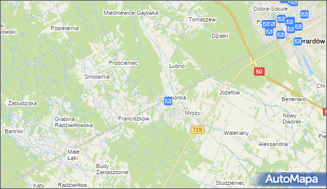 mapa Jesionka gmina Wiskitki, Jesionka gmina Wiskitki na mapie Targeo