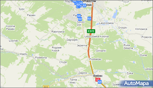 mapa Jeziernia, Jeziernia na mapie Targeo